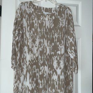 J. Pure Jill JJill cotton rayon Ikat tunic top Medium EUC tan cream